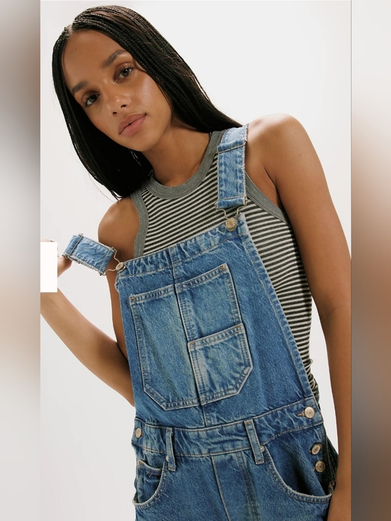 We The Free Barrel Denim Overalls By Free People, Size M, nwot. - Picture 2 of 7